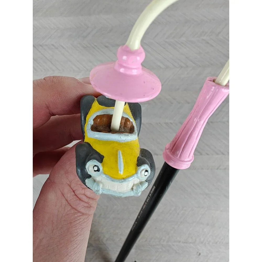 Disney 1987 Lamplight Pencil With Yellow Car Figurine Topper Collectible